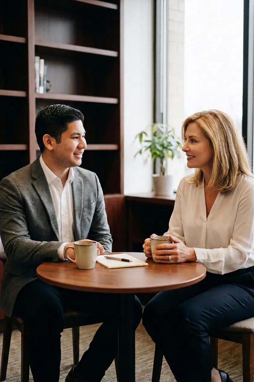 Samee from Sporos Wealth in a one-on-one 401(k) planning session with a client