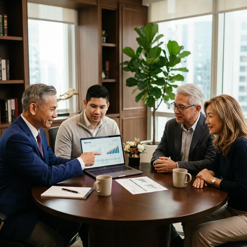 Nasar and Samee from Sporos Wealth meeting with a couple to discuss their financial plan